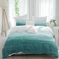 thumbnail image 2 of Turquoise Ombre Bedding 3 Piece Duvet Cover Set Full Size, Modern Abstract Art Ocean Oil Painting Soft Microfiber Comforter Cover with Zipper Closure & Pillowcases, FadeResistant Quilt Cover, 2 of 9