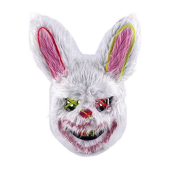 Mask Scary Bunny Light Up Furry Design 14 X 12 Inch for Masquerade Party Halloween Adult Rave Event
