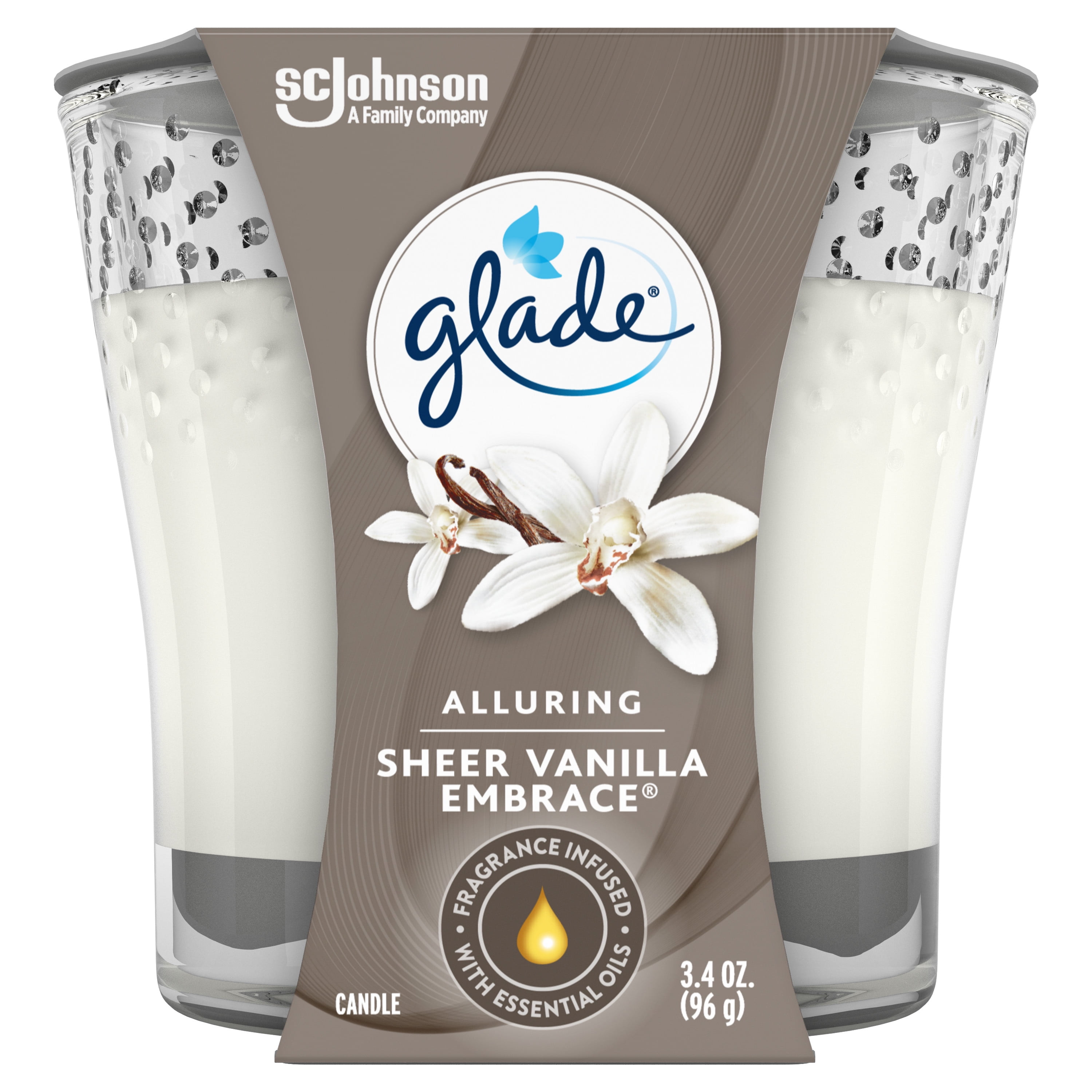 Glade Jar Candle Air Freshener, Sheer Vanilla Embrace, 3.4 oz