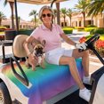 thumbnail image 3 of Golf Cart Seat Covers for 2 Seater,Rainbow Colors Ombre Cream Microfiber Cart Seat Towel Blanket,Modern Abstract Art Aesthetics Absorbent NonSlip Bench Seats Protector for Golf Course 51"x31", 3 of 9