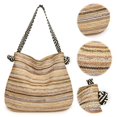 thumbnail image 5 of Bolso Mano Paja para Mujer Colo Stripe Summer Beach Bag Hombro Tejido (Caqui) Rojo, 5 of 5