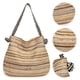 thumbnail image 5 of Bolso Mano Paja para Mujer Colo Stripe Summer Beach Bag Hombro Tejido (Caqui) Rojo, 5 of 5
