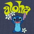 thumbnail image 2 of Boy's Lilo & Stitch Aloha Wavy Text  Graphic Tee Navy Blue Heather Medium, 2 of 4