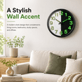 thumbnail image 5 of Sanmadrola Wall Clocks Battery Operated,12 inch Silent Non Ticking Modern Wall Clock for Living Room Bedroom Kitchen Office Classroom Decor Glass Front Glow In The Dark Black, 5 of 6