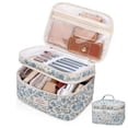 thumbnail image 1 of Bolsa de maquillaje Gosect, bolsa de cosméticos grande con flores azules y florales, 1 of 6