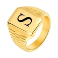 thumbnail image 3 of Anillos con iniciales de Color dorado para hombre, joyería de acero inoxidable con letras personalizadas, A-Z, sello para el dedo meñique, regalo personalizado, 3 of 4