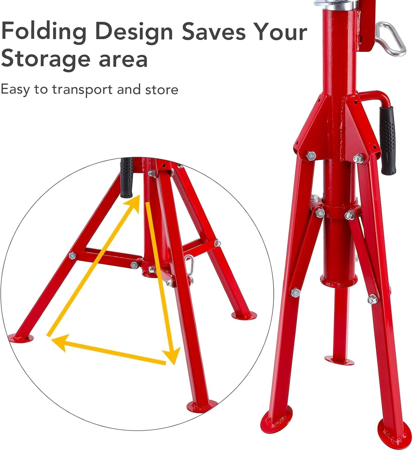 Yeshouse V-Head Pipe Jack Stand, 27 - 52 Inch Adjustable Height, 1/8"-12" Wide Pipe Capacity, 2500 Lbs Load Capacity, Heavy Duty Portable Steel Jacks