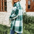 thumbnail image 4 of Yigetop Plaid Jacket for Woman Women's Overcoat Classic Button Down Plaid Printed Winter Fleece Lined Lapel Snow Coat Shirts Outwear with Pockets Jackets for Women Green L, 4 of 9