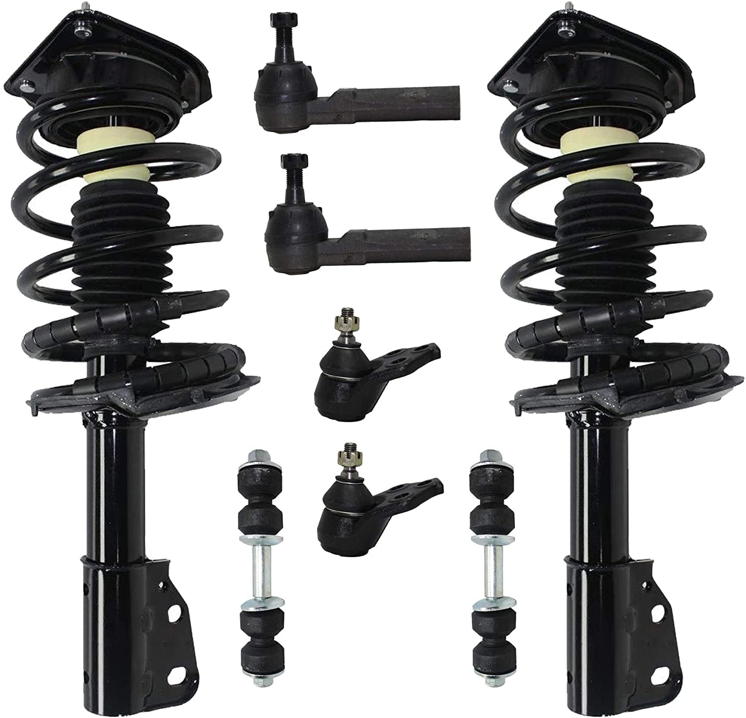 Sway Bars 10PC Front Quick Install Struts and Coil Springs w/Front Lower Ball Joints Inner and Outer Tie Rod Ends for 1999 2000 2001 Honda Odyssey Detroit Axle 