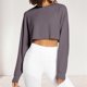 thumbnail image 4 of Top corto con ombligo expuesto para mujer Top básico liso ropa de calle con ajuste holgado traje, 4 of 7