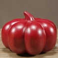 thumbnail image 2 of Wooden pumpkin sculpture, made of red solid wood, symbolizing abundant harvest and prosperity; a decorative craft for home, living room, entryway, or office use., 2 of 4