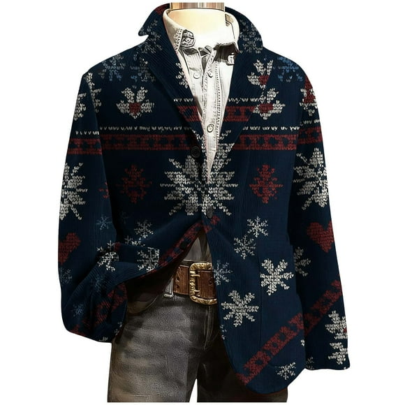 Birdeem Men's Corduroy Print Ceremonial Party Coat, Dress Pocket Button Design Coat