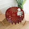 thumbnail image 2 of Christmas Tablecloth 60 Inch Round Gold Love Heart Shape Red Snowflakes Tablecloths Fabric Farmhouse Xmas Winter Holiday Table Cloth Decorative for Picnic Party Home Indoor Outdoor, 2 of 6