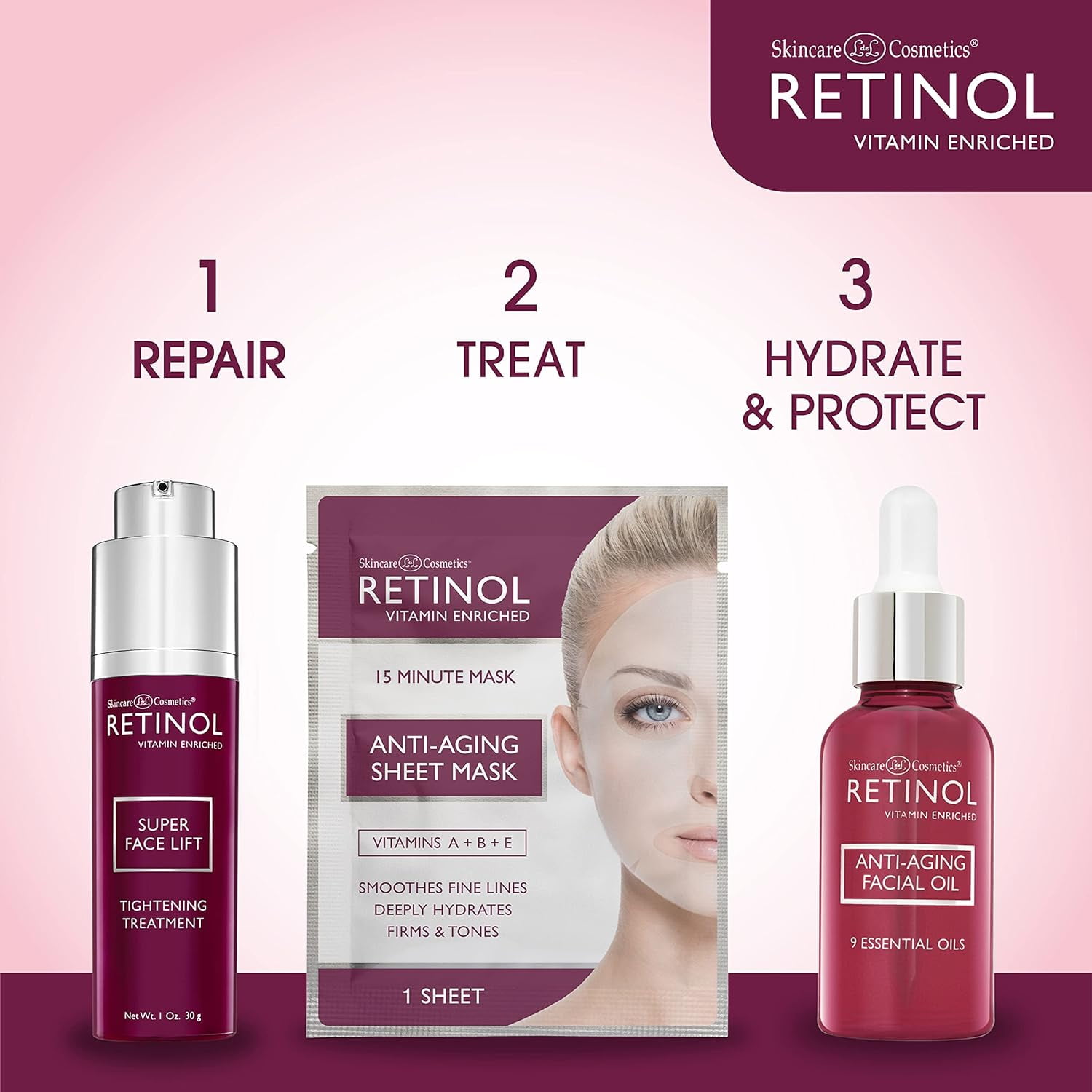 Retinol Super Face Lift Cream with Vitamins C and E, Firming Treatment for Fine Lines and Wrinkles, 1 fl oz