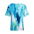 thumbnail image 4 of DYMADE Women V Neck Short Sleeve Floral Printed Shirt Blouses Tops, 4 of 4
