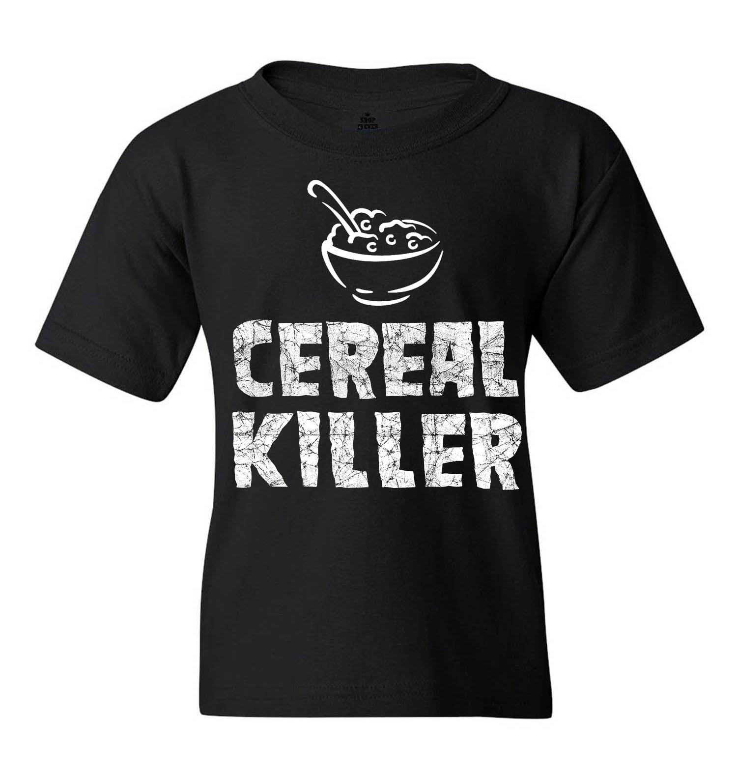 Shop4Ever Kids Cereal Killer Breakfast Funny Graphic Child's Youth T-Shirt Small Black