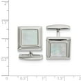 thumbnail image 2 of Stainless Steel Polished Mother of Pearl Princess Square Cufflinks; for Adults and Teens; for Women and Men, 2 of 2
