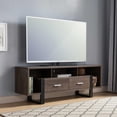 thumbnail image 5 of 60" Walnut Oak And Black Manufactured Wood Cabinet Enclosed Storage TV Stand, 5 of 9