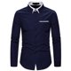 thumbnail image 2 of Camisas De Vestir Para Hombre Camisa con cuello vuelto Blusa informal Color largo Sólido Manga delgada Camisas para hombres (Navy, 3XL), 2 of 3