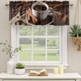 thumbnail image 2 of Hot Coffee Curtain Valances for Windows, Kitchen Valance Window Treatments Panel 2 Pack, Cinnamon Cafe Beans Latte Cup Rustic Vintage Rod Pocket Short Curtains for Bathroom Bedroom 42 x 18 Inch, 2 of 8