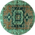 thumbnail image 1 of Ahgly Company Indoor Round Persian Turquoise Blue Traditional Area Rugs, 4' Round, 1 of 4