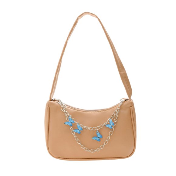 Bolso de mano para mujer con cadena de mariposa, minibolso de hombro para teléfono Caqui