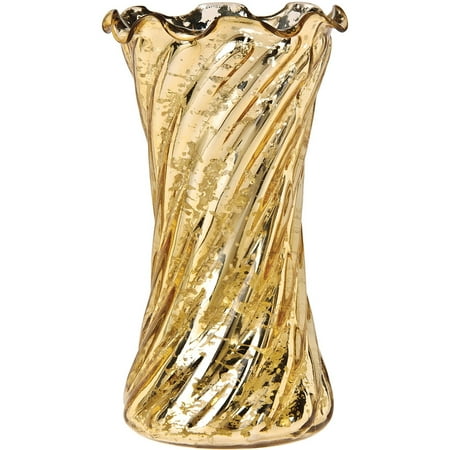 Flower Vase Online Purchase Luna Bazaar Vintage Mercury Glass Vase (6-Inch, Grace Ruffled Swirl Design, Gold) - Decorative Flower Vase - For Home Decor and Wedding Centerpieces ()