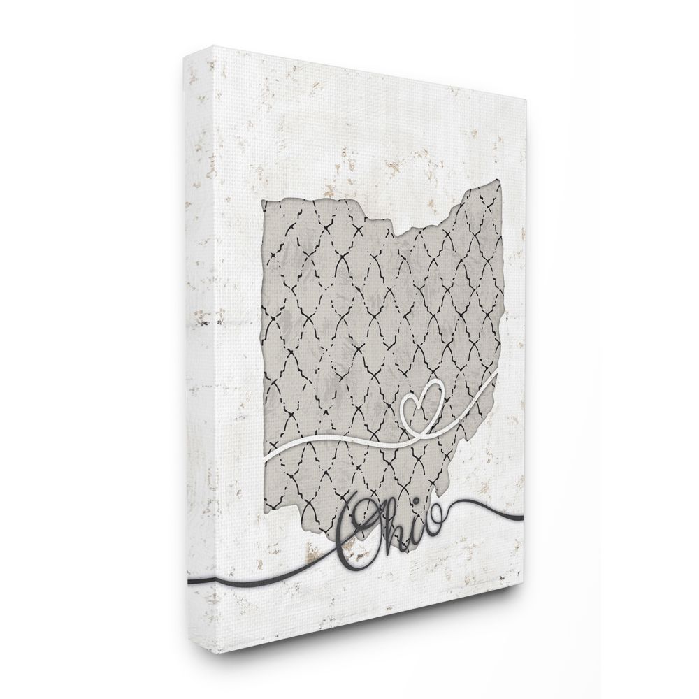 Stupell Industries Ohio Patterned Grey US State Design Canvas Wall Art by Ziwei Li