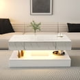 thumbnail image 2 of White Marble 16.93IN High LED Coffee Table with Remote - Controlled Lights Ideal for Multiple Rooms, 2 of 6