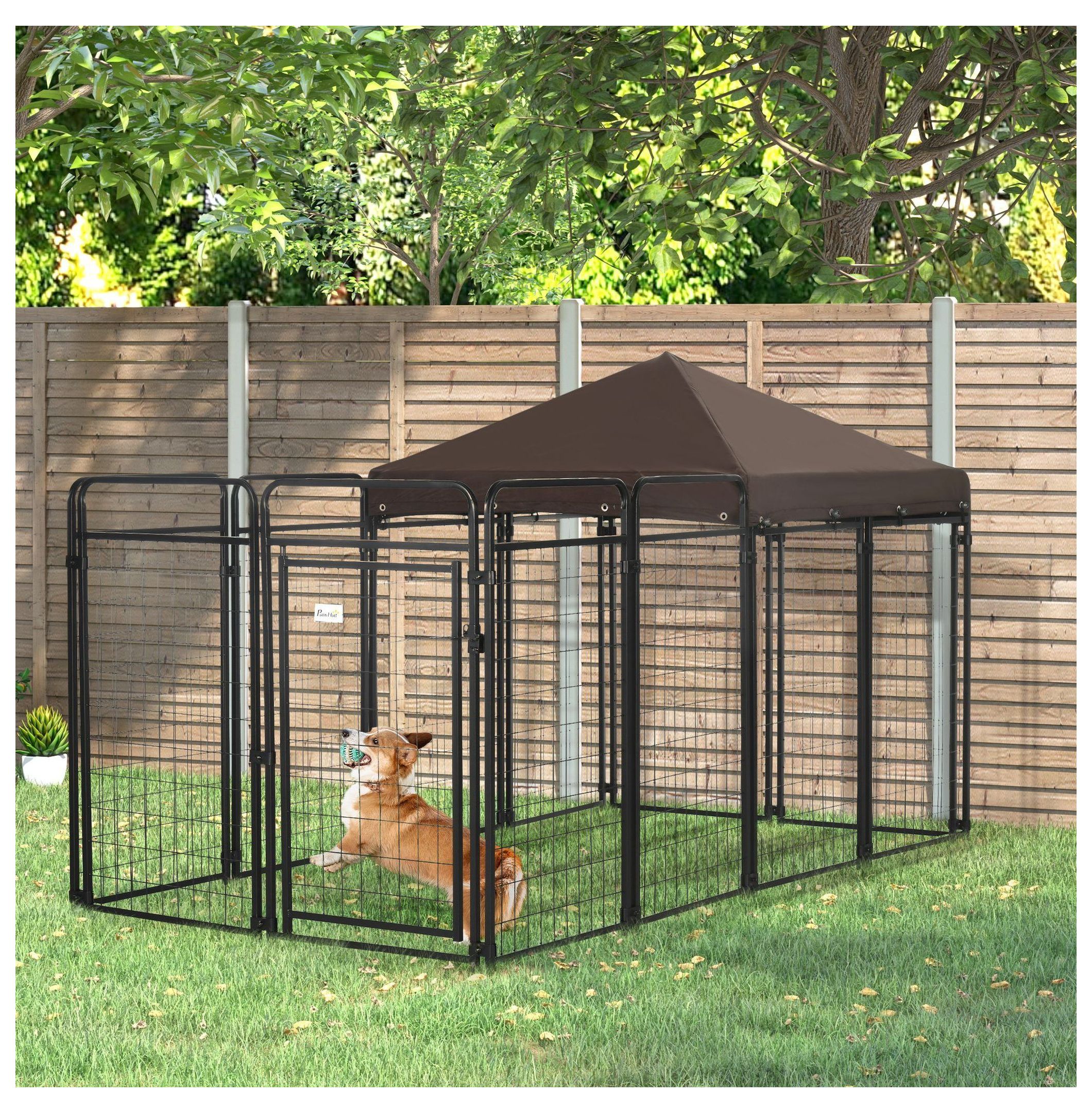 Outdoor Dog Kennel 9.3x4.6 Exercise Pen with UV Protection, Water-Resistant Dog Run for Medium Large Dogs Up to 66lbs