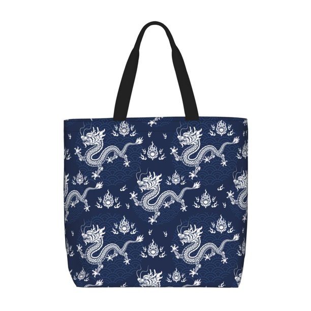 Easygdp Dragon Bolsa Tote para Mujer, Bolso de Hombro para Trabajo, Playa, Viajes, Compras y Supermercado