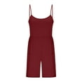 thumbnail image 5 of Lenpel Rompers for Women Summer Casual Sleeveless Square Neck Spaghetti Strap Jumpsuits Loose Short Overalls with Pockets, 5 of 5