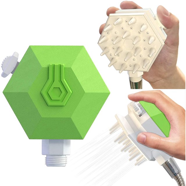 Dog Shower Head Dog Washer Multifunctional Pet Shower,Dog Brush,Hand-held Shower, Shower Gel Nozzle, Massage Brush Function, One-Key Function Switch,High-end Dog Shower Head Bathing (Green)