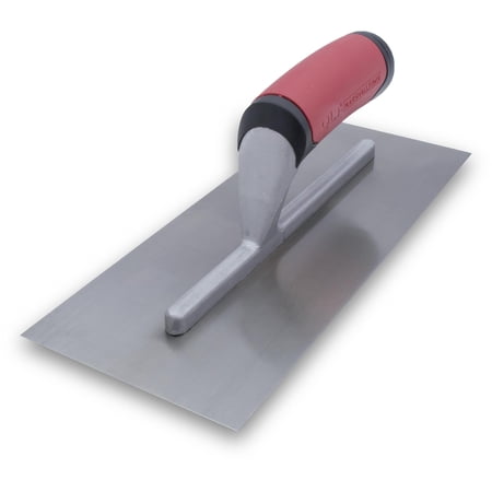 MARSHALLTOWN FT104BR Concrete Finishing Trowel 10 x 4 Inch Blue Steel Blade Soft Grip Handle Aluminum Alloy Mounting Riveted For Concrete Finishing