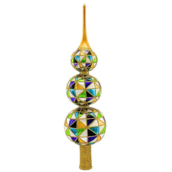 Metzler Bros. 15.50In Tree Topper With Triangles, Glass, 9299410