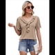 thumbnail image 3 of Blusas y Túnicas Informales de Corta con Cuello en V para Mujer, Grandes Caqui XXL, 3 of 9