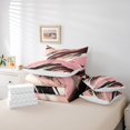 thumbnail image 5 of Manfei Modern Abstract Art Twin Bedding Sets 7-Piece, Pink Stripes Geometric Bedding Comforter Set, Oil Printing Reversible Sheet Sets, Lightweight Room Decor, 5 of 7