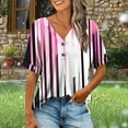 thumbnail image 3 of JTZGDY Henley Shirts for Women Cute Floral Pattern Printed Short Sleeve Button V Neck Graphic T-Shirts Loose Fit Dressy Tunic Blouse Pink#01 M, 3 of 7