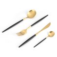 thumbnail image 1 of Vajilla Cuchara Tenedor Cuchillo Vajilla 4Pcs/Set Acero inoxidable Reutilizable Color para el hogar Cocinas Restaurante(Negro dorado), 1 of 5