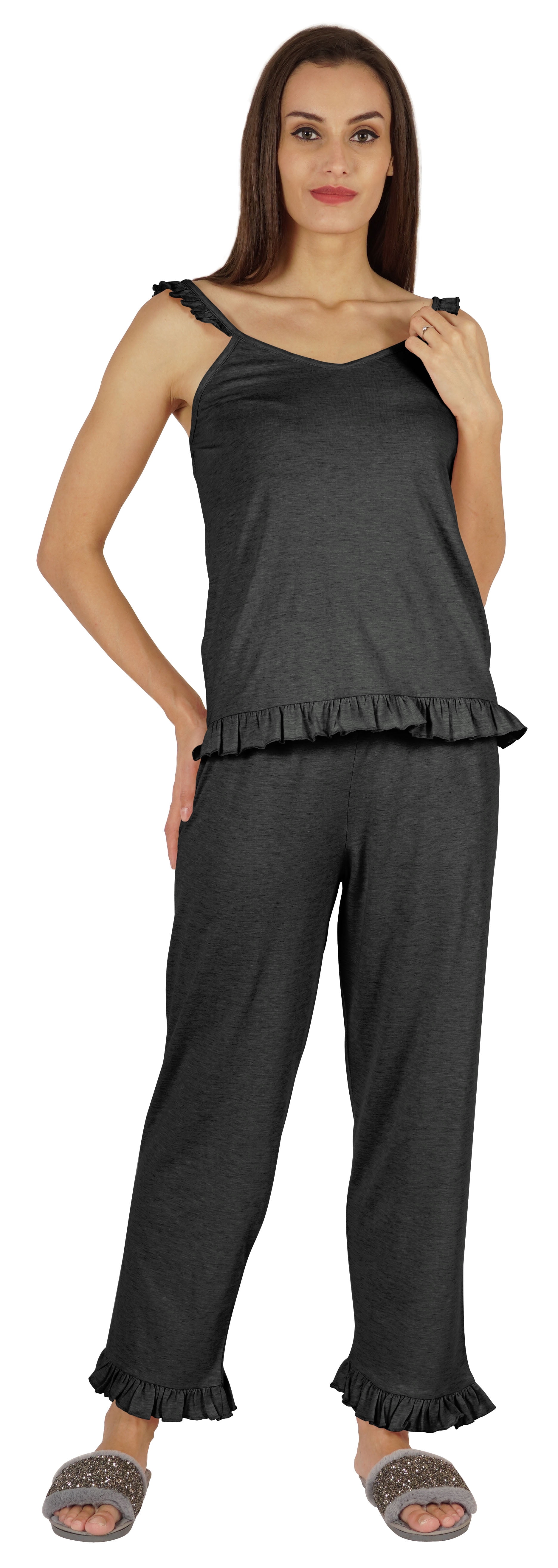 Inkmeso Sexy Lingerie Nightwear Set For Womens 2 Pcs Sleepwear Sets Tank Top W/ Pajamas