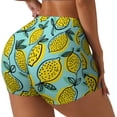 thumbnail image 2 of Sigee Lemon1 Print Women's High Waist Workout Shorts - Squat Proof, Tummy Control, Yoga and Gym Activewear-, 2 of 9