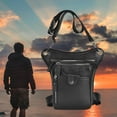 thumbnail image 5 of Men\'s Leather Leg Pouch Bag Motorcycle Waist Pack Outdoors Carrying Pouch Black, 5 of 7