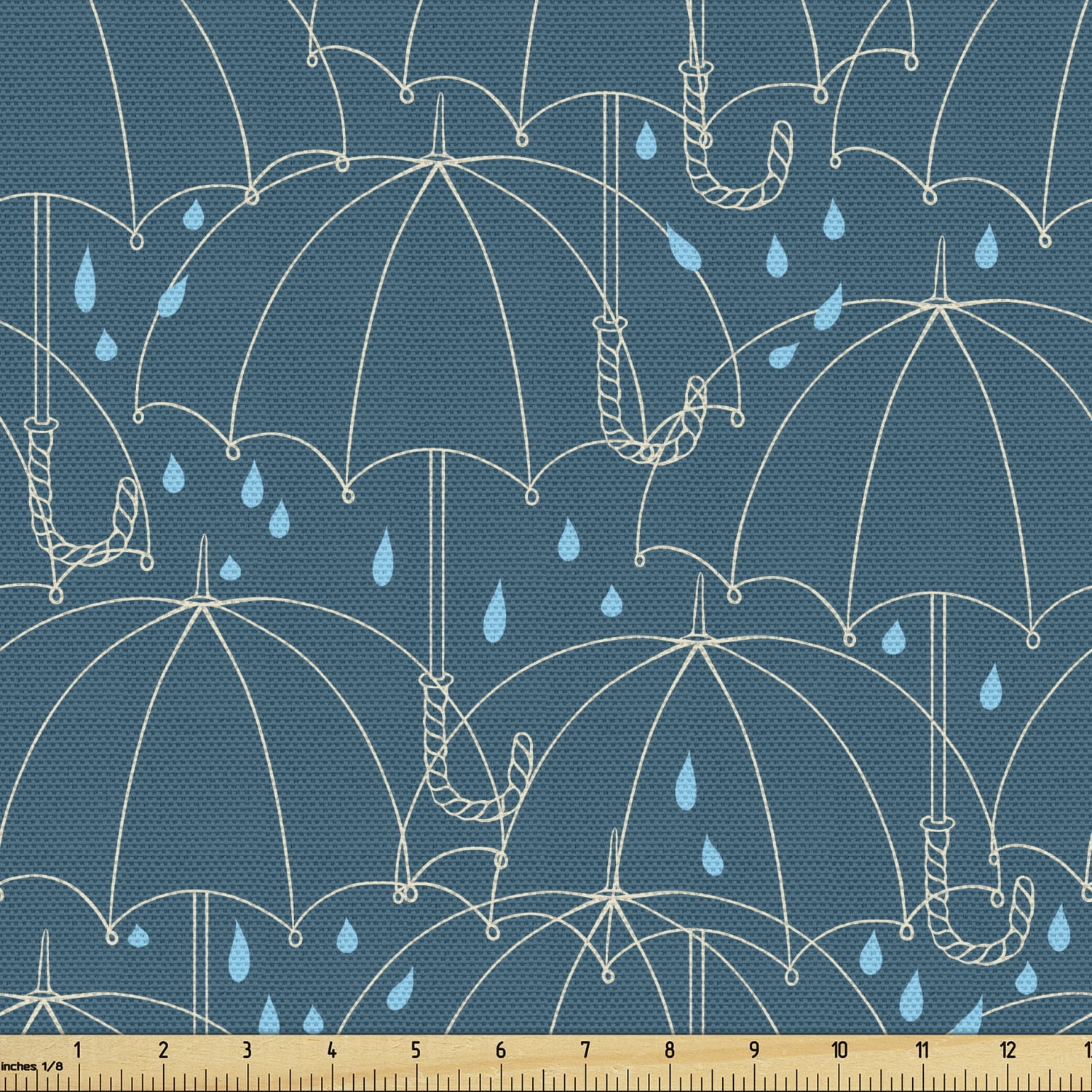 Rain Fabric by The Yard, Doodle Contour Umbrellas as Jumbled with