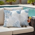 thumbnail image 4 of Light Blue Coastal Outdoor Waterproof Pillow Covers, Grey Beige Coral Starfish Nautical Decorative Square Throw Pillowcase Sofa Cushion Sham for Patio/Couch/Chair, 20"x20" 2 Pack, 4 of 8