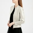 thumbnail image 4 of uublik Womens Faux Leather Jacket with Moto Details and Front Zip Pockets White, 4 of 5