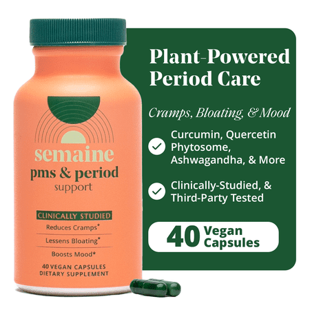 Semaine PMS & Period Support Supplement 40 Count – Helps with Cramps, Bloating & Balances Mood with Ashwagandha