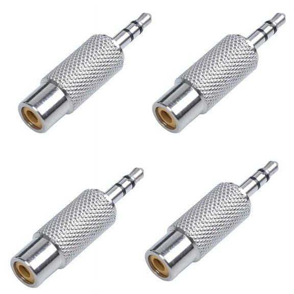 4X, 3.5mm Stereo Male to RCA Mono Female Audio Adapter,Silver