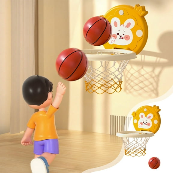 Indoor Basketball Hoop for Kids, Adjustable Height, Mini Cartoon Animal Basketball Hoop Set, Includes 1 Foldable Basketball Hoop 1 Ball and 1 Pump - Indoor Sports Toys Gift for Boys Girls