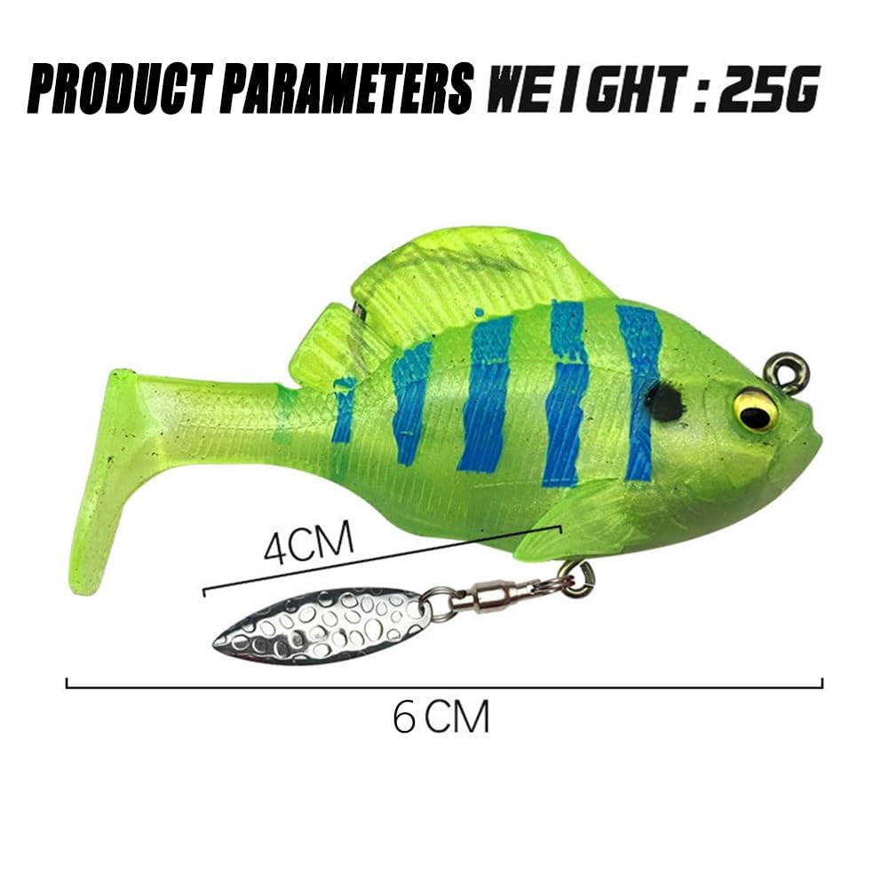 Multiple Pre-Rigged Jig Head Soft Fishinglures, Bluegill Swimbait Fishing Lures Kit with Hidden Ultra-Sharp Hook, Freshwater and Saltwater Blade Bait for Bass Fishing, Freshwater(12pc)