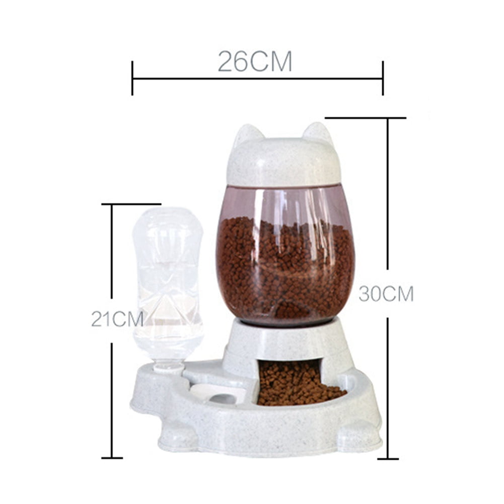 Automatic Cat Feeder, Cat Food Feeding Water Dispenser Set, Lovely Dog Cat Bowl with Water Bottle, Water Dispenser Food Dish Bowls for Small Animal